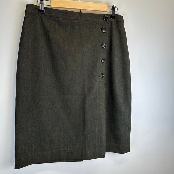 Banana Republic Hunter Green Pleated Button Pencil Skirt Womens Size 10 Office - Picture 4 of 15